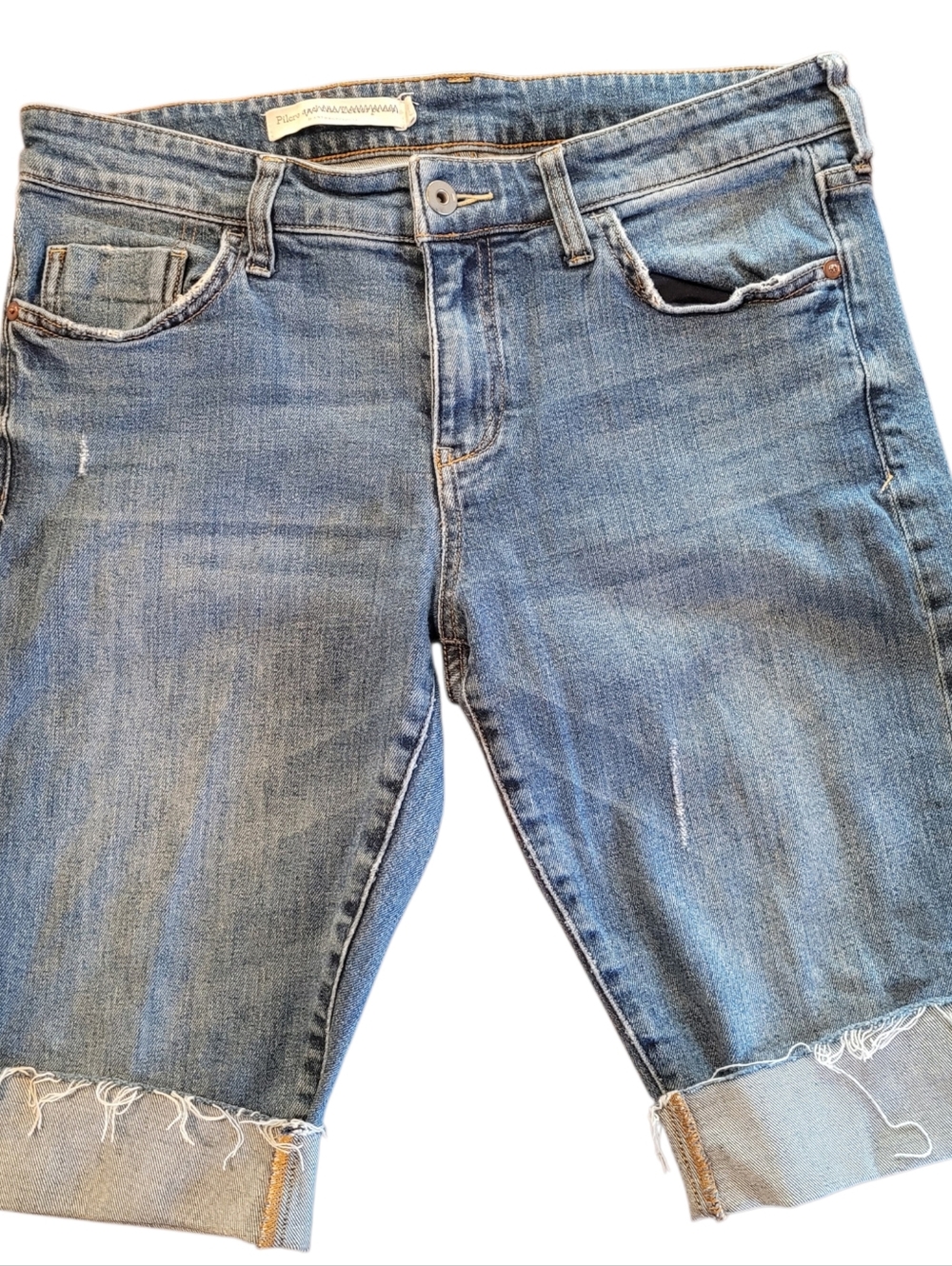 Pilcro and the Letterpress Light Blue Denim Roll-Cuff Shorts
